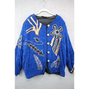 Allure Vintage Embroidered‎ Artsy Thick Jacket-Size 2X-Satin Lined-Y2K